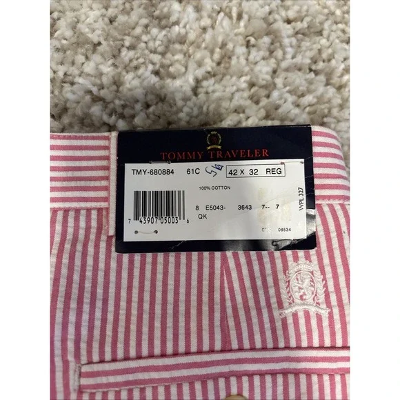 NEW WITH TAGS Tommy Hilfiger Pink And White Striped‎ Dress Pants Size 42X32 - Picture 9 of 9